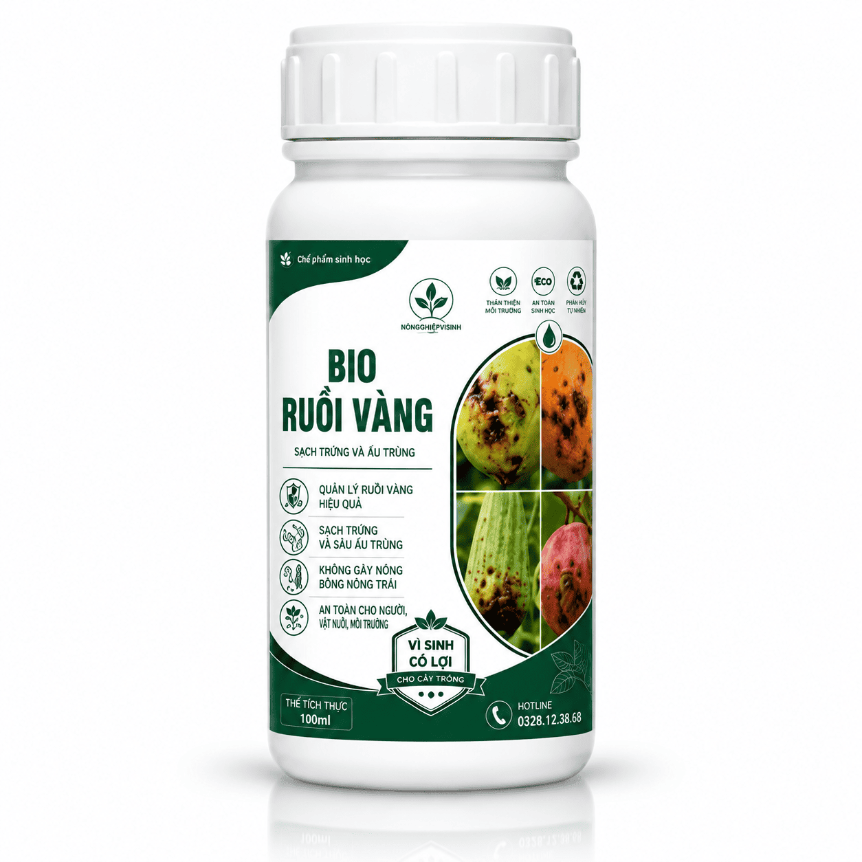Chai Bio Ruồi Vàng 100 ml trên nền trắng