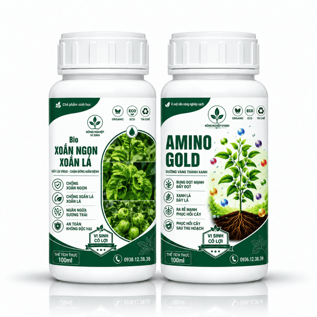 Hai chai Amino Gold 100 ml và Bio Xoắn Ngọn Xoắn Lá 100 ml