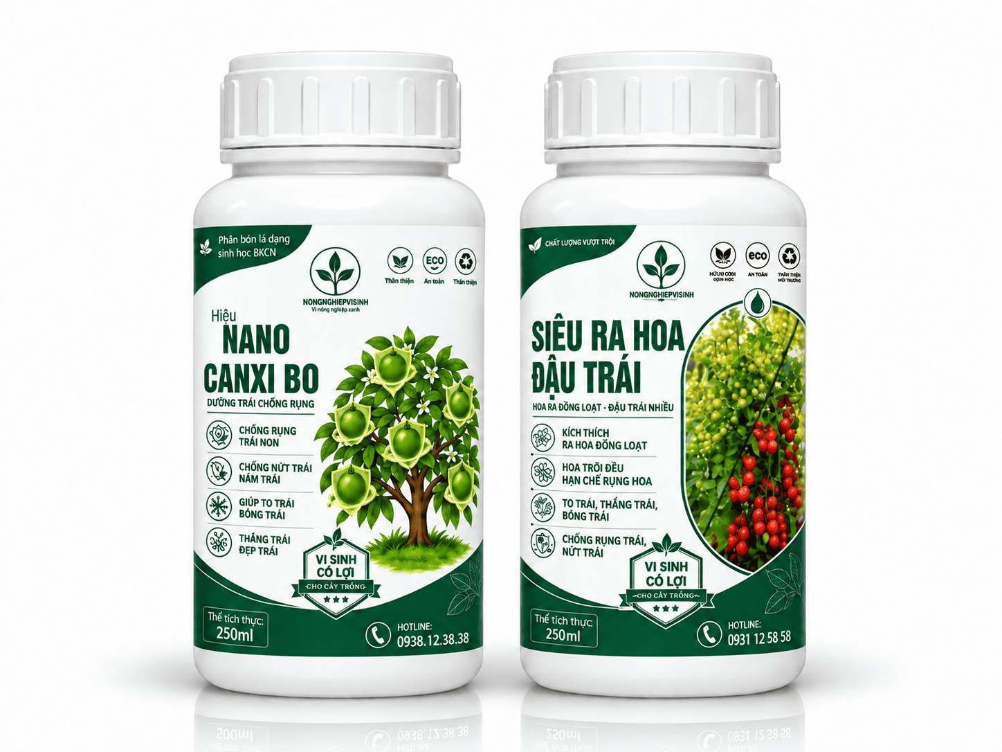 Hai chai Siêu Ra Hoa Đậu Trái 250 ml và Nano Canxi Bo 250 ml