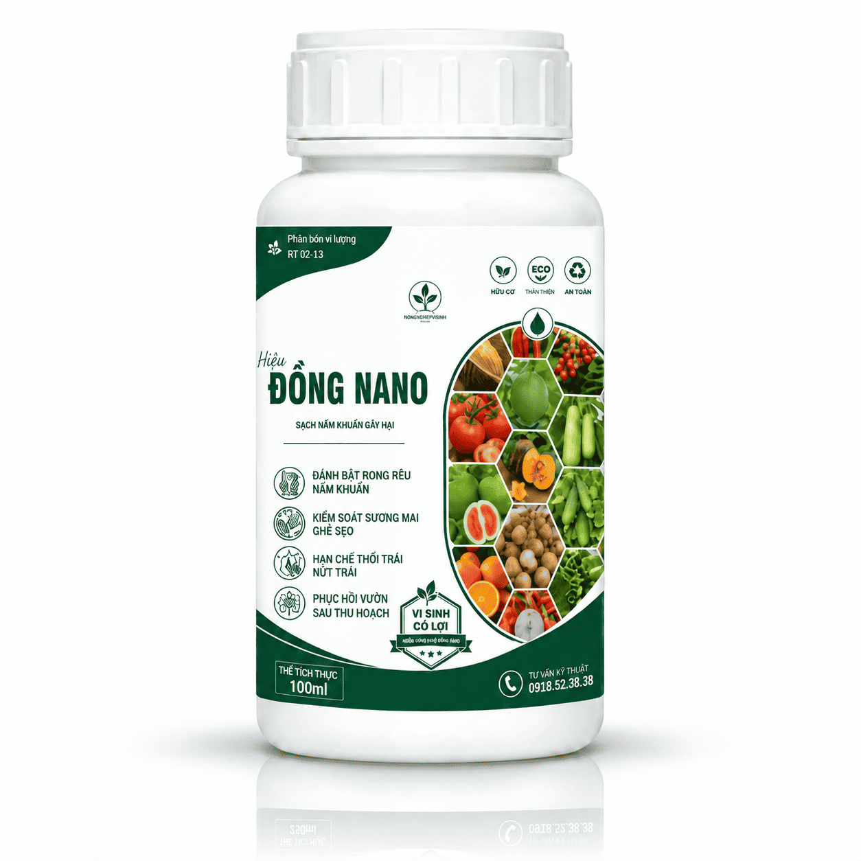 Chai Đồng Nano 100 ml trên nền trắng