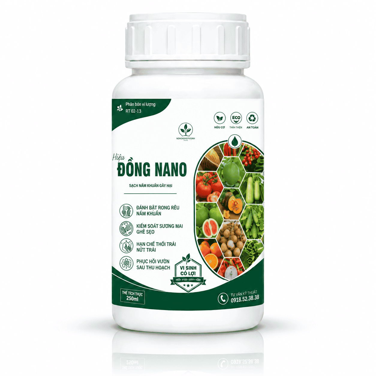 Chai Đồng Nano 250 ml trên nền trắng