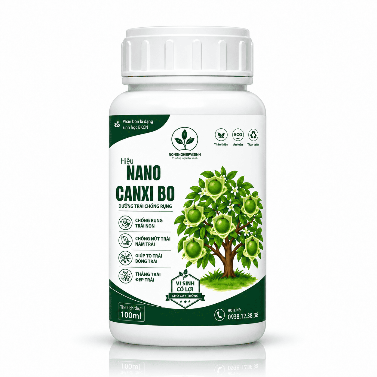Chai Nano Canxi Bo 100 ml trên nền trắng